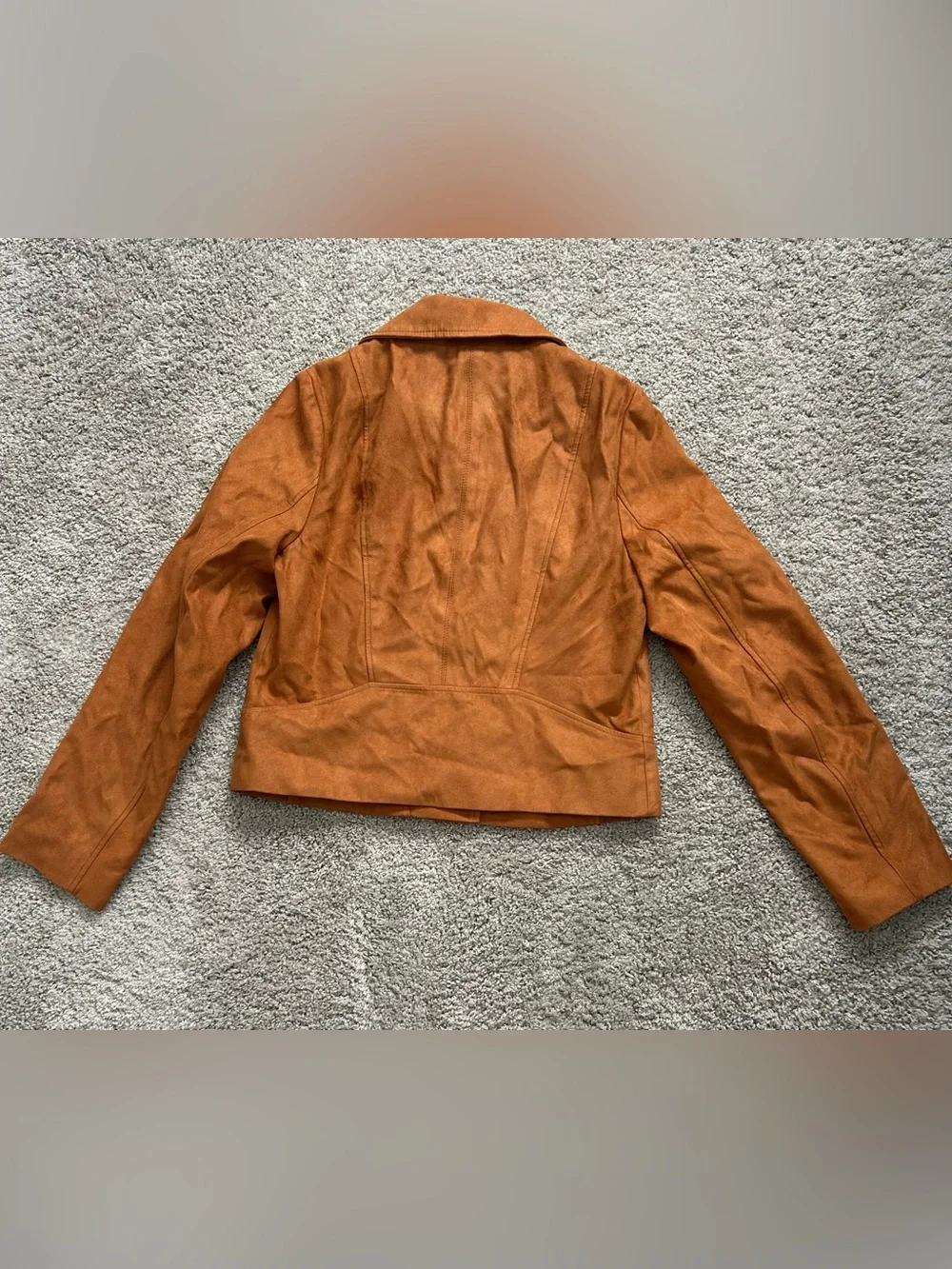 J.Crew Factory Faux Suede Moto Jacket Brown Women’s S Zip Collared AQ403
